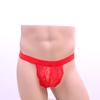 Solid Color Men's Thongs, Low-rise Hollowed-out Sex Panties, Black Translucent Lace Sex Thong