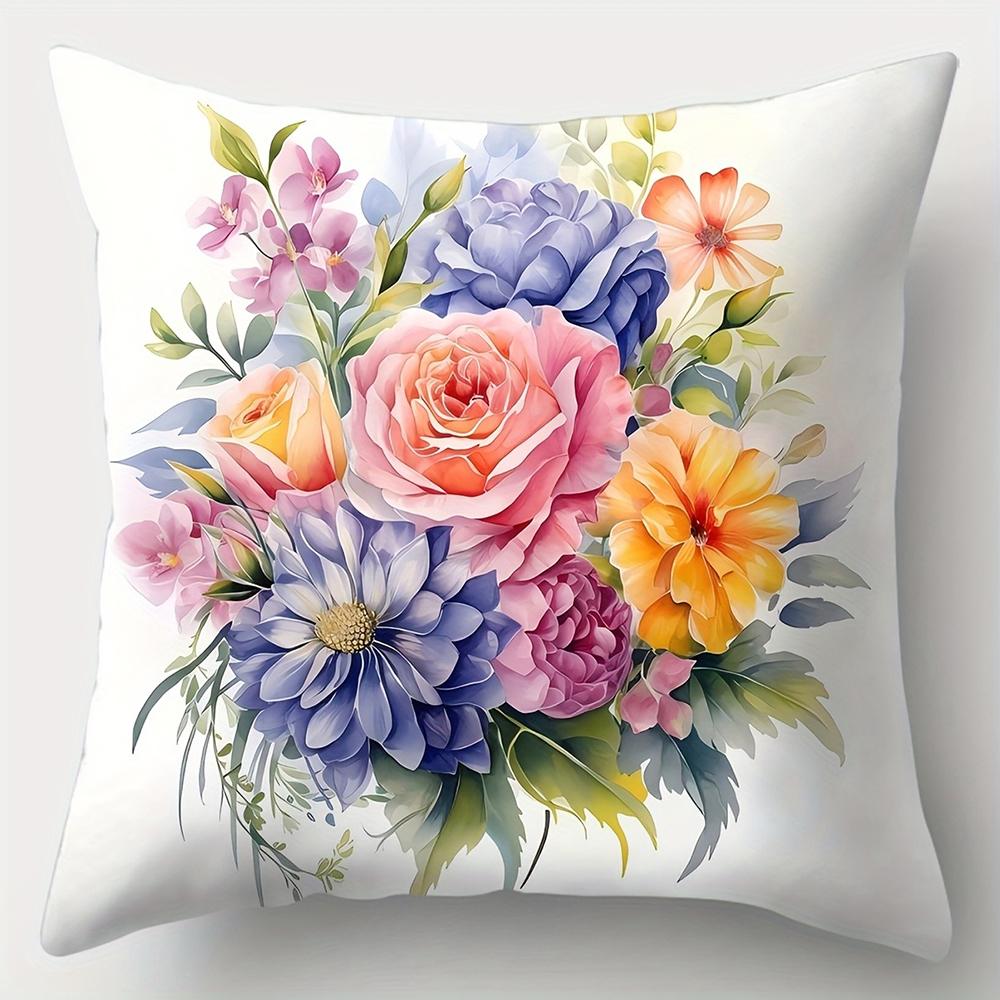 Bunter floraler KissenbezugSchlafzimmer Sofa Dekorative Kissenhülle Mit Reißverschluss Weicher Kissenbezug