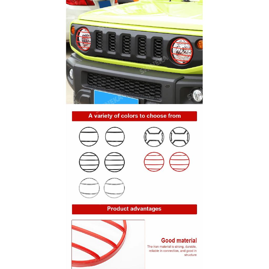 SHINEKA Lamp Hoods Car Front Headlight Lamp Decoration Cover for Suzuki Jimny 2019 2020 2021 2022 2023 Up Exterior Accessories