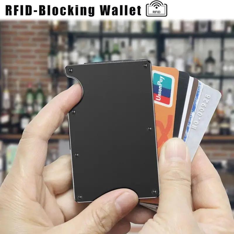 Schlanker RFID-Schutz Hochwertiger Kartenhalter Herren Damen Aluminium Geldbörse Elastische Rückentasche Ausweis Kreditkartenetui Unisex Reise Portemonnaie