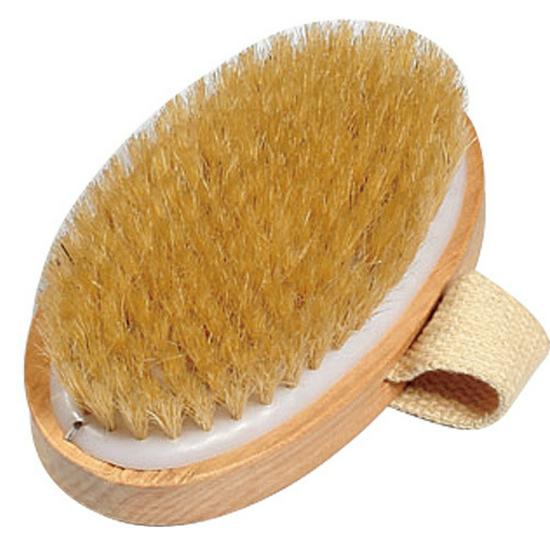 Portable Handheld Boar Bristle Bath Brush - Round Head Shower Back Scrubber