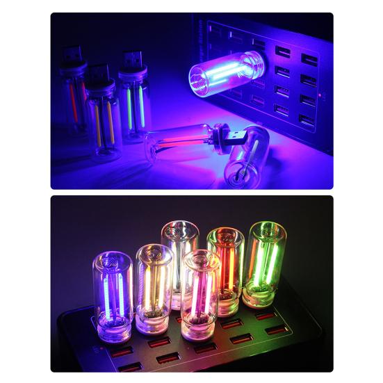 Night Light Multi-Color Lighting with Touch Dimming USB Powered Portable Retro Filament Design Soft LED Light for Bedroom Desktop E-Sports Room