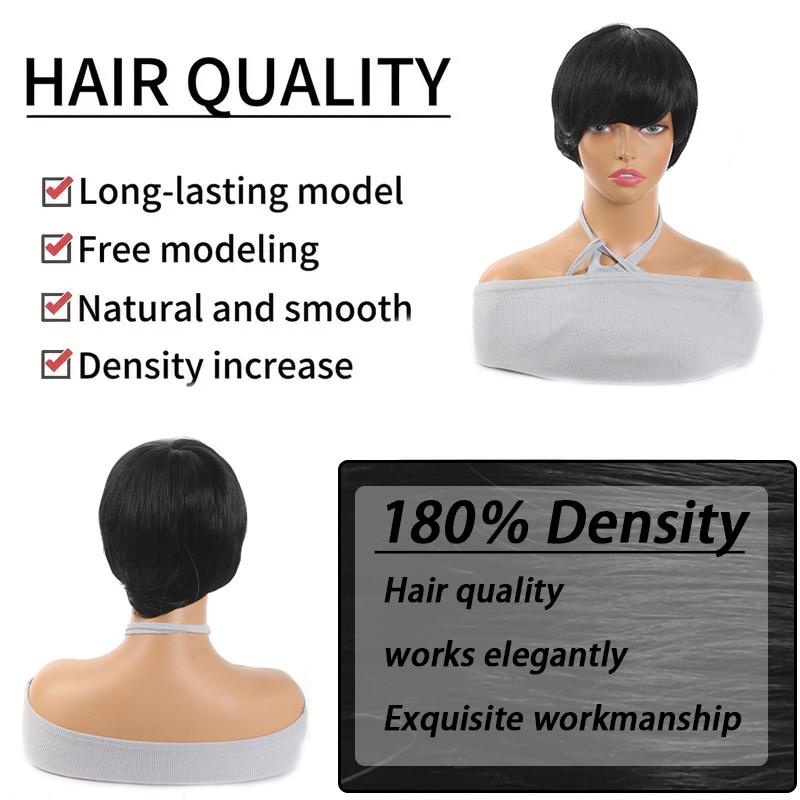 Schwarze, kurze, glatte Perücke für Mädchen, synthetische, kurze, glatte Perücke für den täglichen Gebrauch, natürlich und bequem