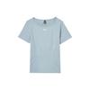 Vanish Round Neck Comfortable Solid Color Short Sleeve Breathable Regular T-Shirt Women T-Shirts Harbor-Blue 1379149-467