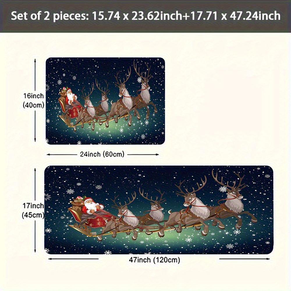 1Pcs Anti Fatigue Kitchen Rugs,Christmas Deer  Print Waterproof Non-Slip Thick Cushioned Kitchen Mat Heavy Duty Comfort Standing Mat for Kitchen