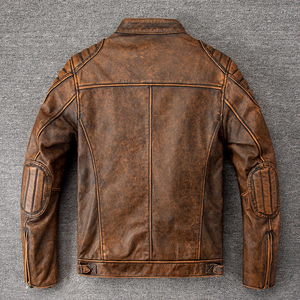 Men Leather Jacket Slim Fit Short Genuine Cow Jackets Men's Cowhide Coat Biker Style Sheepskin Clothes Spring Autumn