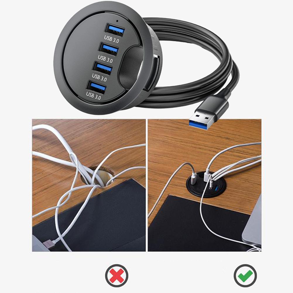 1.2m 4 Port Desk Grommet Hub 5Gbps Data Transfer Speed Compatible With PC Laptops Efficient Cable Organization