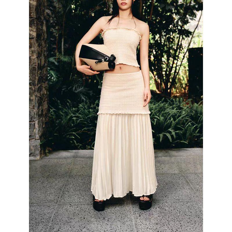 Za2025 Summer New Women clothes Wrap-around Style Top 4192043 712 Knitted Skirt 4192042 712