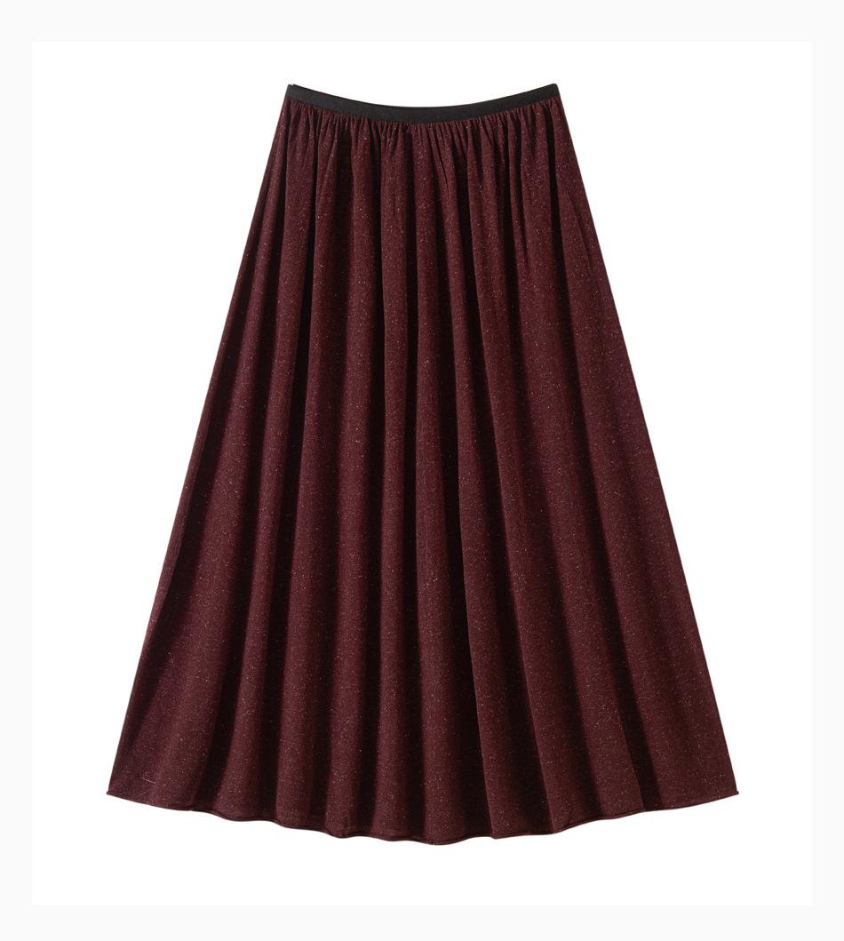 

Women s Elegant High-Waisted A-Line Midi Skirt in Fine Wool-Linen Blend with Colorful Dots and Pleats One Size
