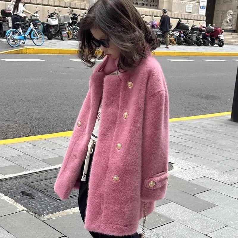 Girls Autumn Winter Imitation Mink Velvet Jackets Loose Casual Sweater Coat