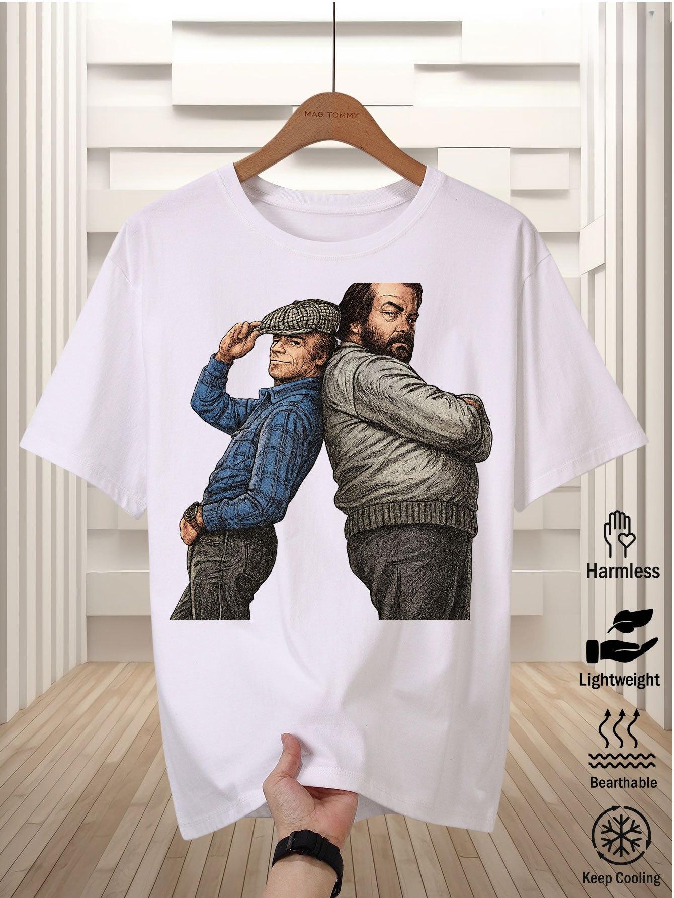 Men s Vintage Bud Spencer& Terence Hill  T-Shirt-  1960s/70s Western Film Design with Bud Spencer& Terence Hill Characters S