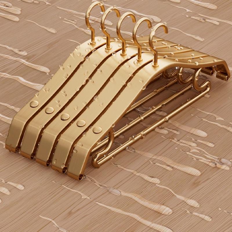 2PCS Heavy-duty Thickened Coat Hangers,Champagne Gold Shirt Suits Hanger for Storage,Durable Aluminum Alloy Clothing Support