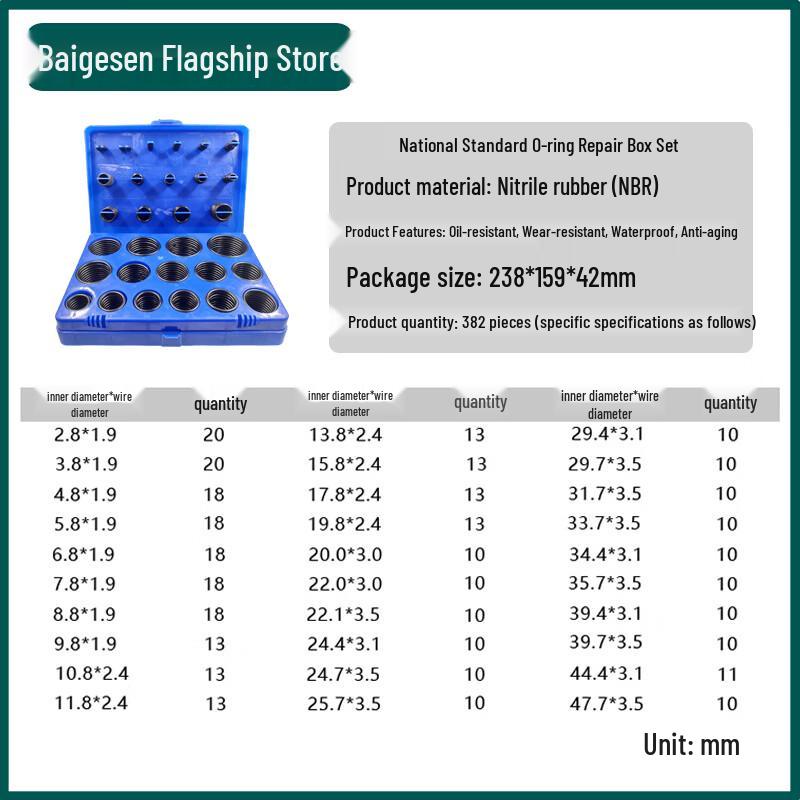 Nitrile O-Ring Assortment Repair Kit
