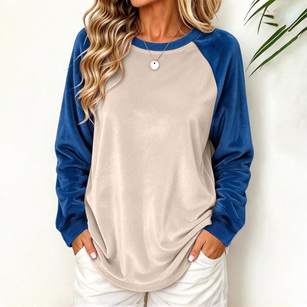 Women's Velvet Color Block Top