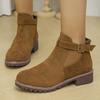 Women's Shoes 2025 High Quality Belt Buckle Women's Boots Fashion Plus Size Modern Boots Women Hot Sale Round Toe Naked Boots