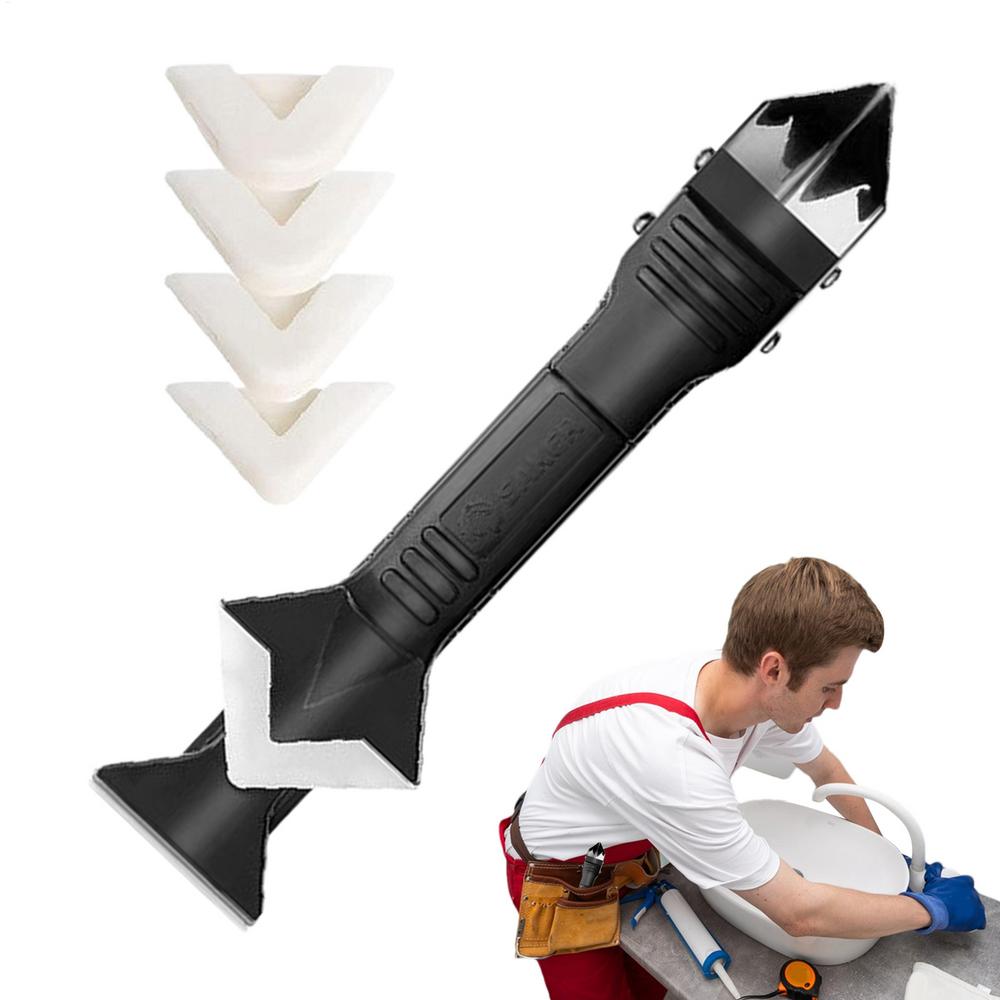 

Caulk Finishing Tool Smoothing Wall Floor Residual Glue Spatula Caulking Tool Portable Toilet Brick Skirting Applicator чёрный