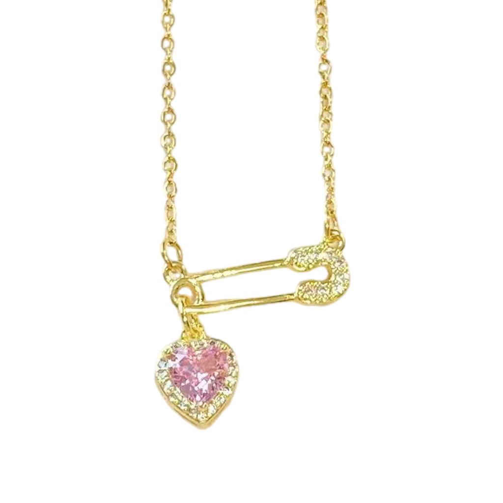 Sicherheitsnadel-Halskette Modische Herzanhänger-Halskette Herz-Hals-Schmuck Perfekt für junges Paar oder enge Freunde