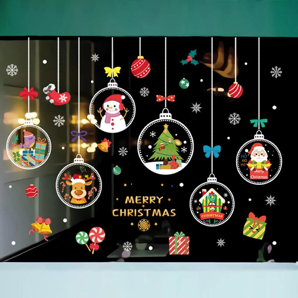 Christmas Window Decal Sticker Santa Claus Elk Glass Window Decoration
