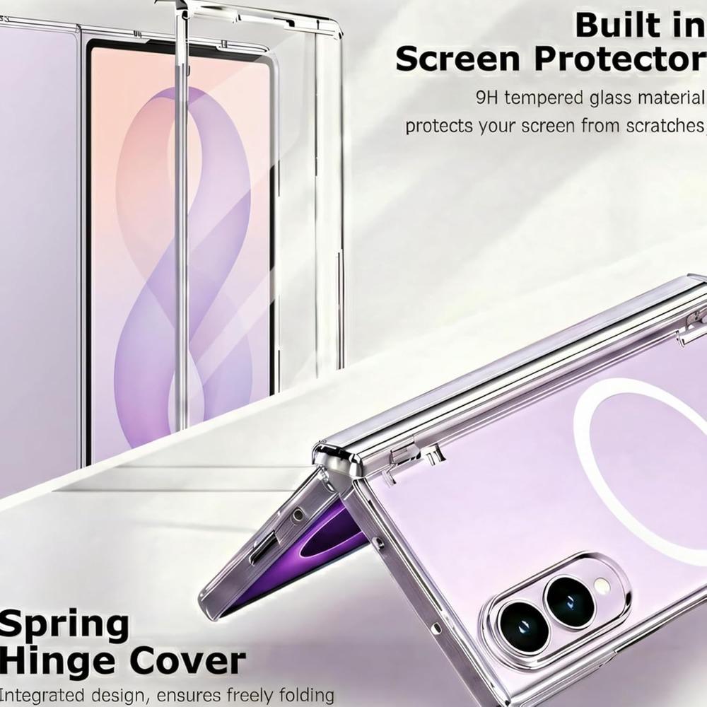 Luxury Transparent for Magsafe Magnetic Wireless Charging Phone Case for Samsung Galaxy Z Fold 8 Ultra 8 Screen Protector Cover
