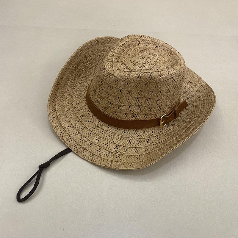 Delle French British Straw Hat Unisex Summer Shade Jazz Hat Sun Protection