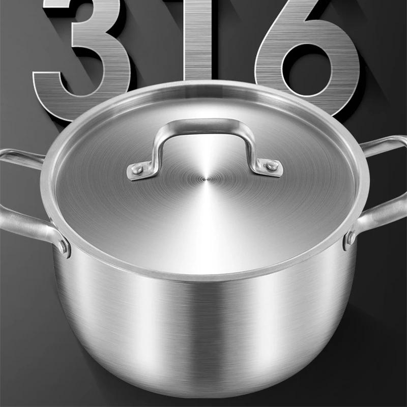 316 stainless steel soup pot Extra thick food grade soup pot Thickened double ear pot Electromagnetic furnace gas special pots