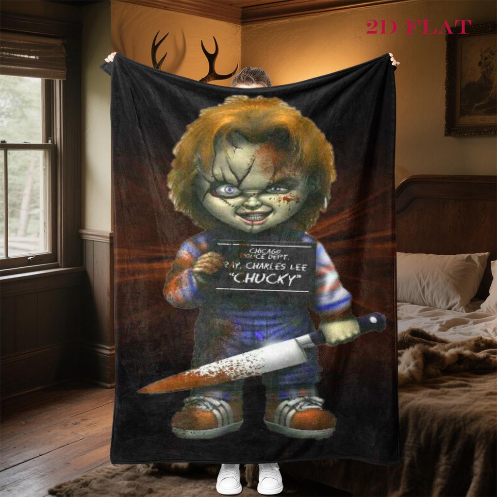 Chucky's Deadly Charm blanket Camping trip Soft and comfortable bedroom Machine washable Christmas gifts