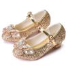 Fashion Children Princess Shoes Glitter Rhinestone Girls High-heels Leather Shoes for Party Wedding Kids Versatile Single Shoes