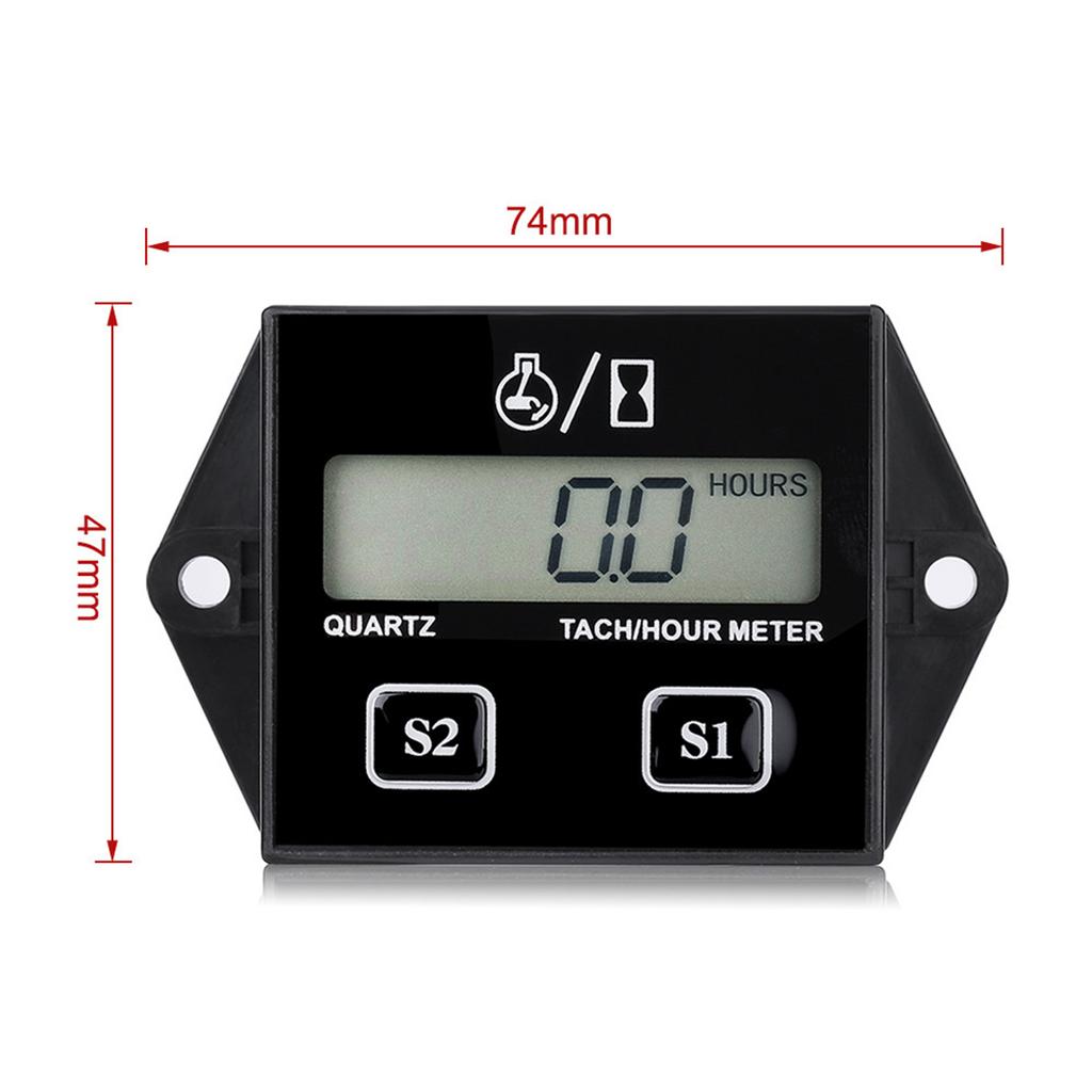 LCD Digital Tachometer Tach/Hour Meter Gauge RPM Tester for 2/4 Stroke Gas Engine Motorcycle RPM Hour Gauge Tach Hour Gauge