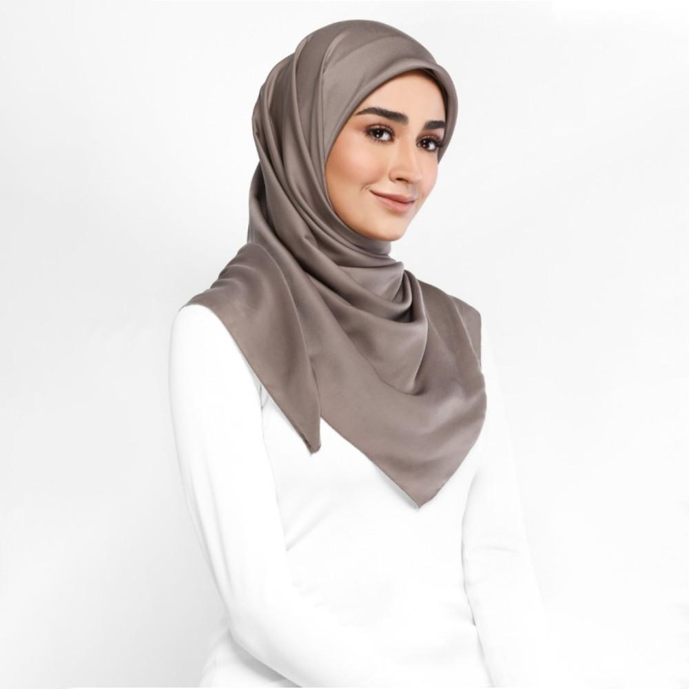 115*115cm Premium Satin Square Scarf Good Quality Silk Muslim Women Hijab Good Stitching Scarves Turkey Turban Ramadan Hijabs