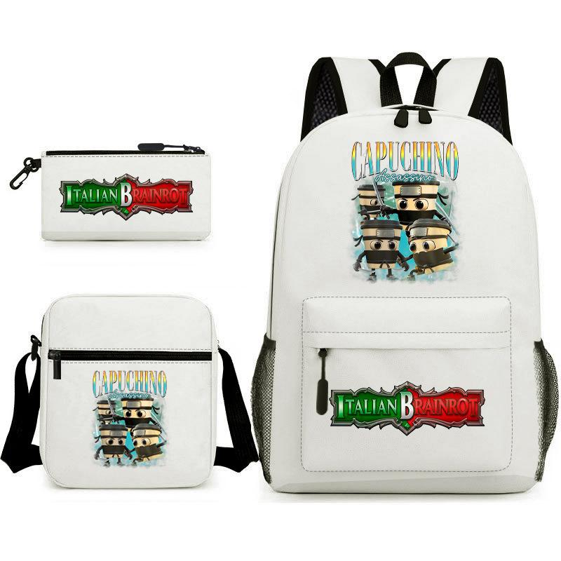 Tongtongsahur cartoon primary school students backpack three-piece set abstract foreign Shanhaijing children's schoolbag L