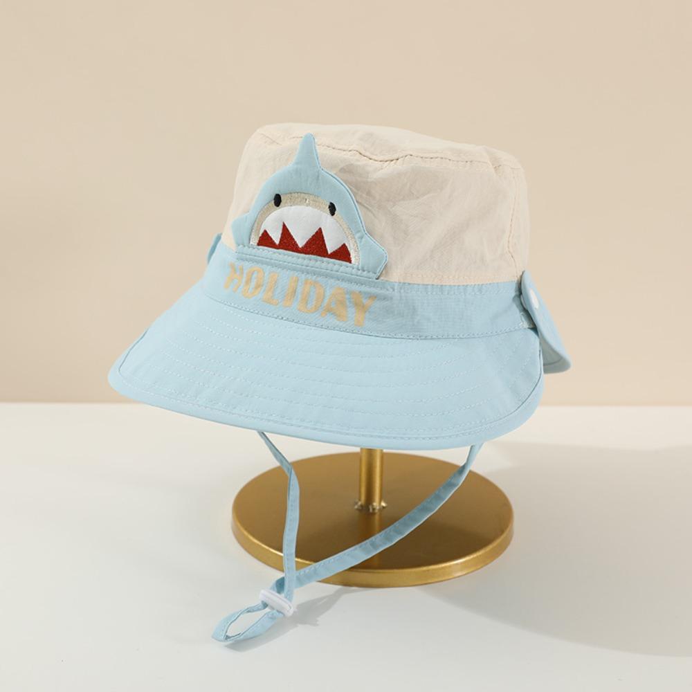 Breathable Kids Shawl Sunhat Cartoon Animals Children Fishman Hat  1-5 Years Old
