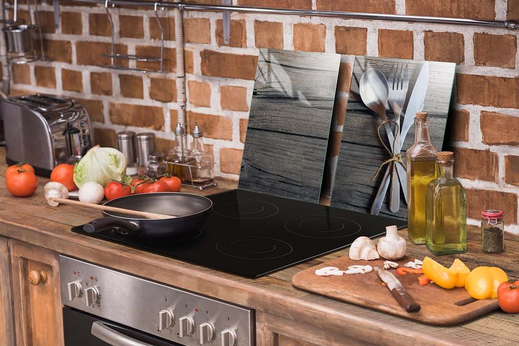 SZKLANA PŁYTA OCHRONNA DO KUCHNI 65x52 SZTUĆCE