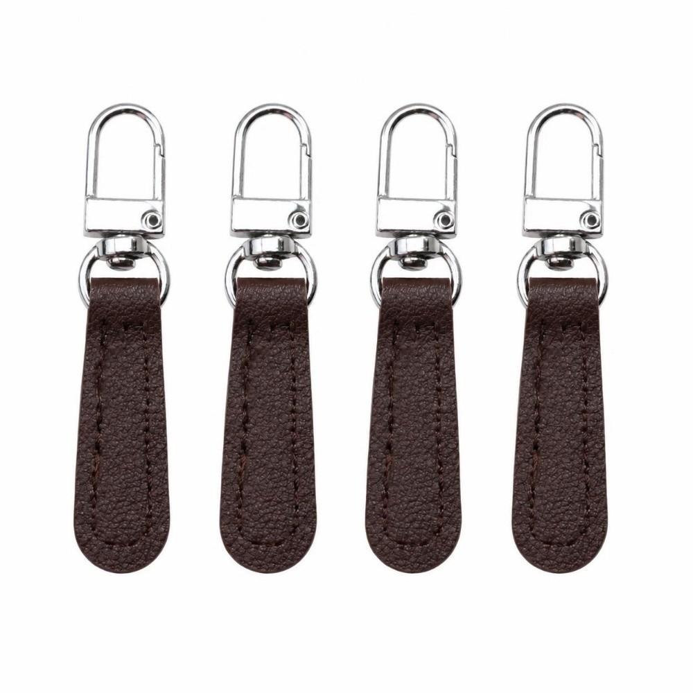 4pcs/set Detachable Zipper Pull PU Leather Zipper Fasteners Bags Luggage Purses Backpacks
