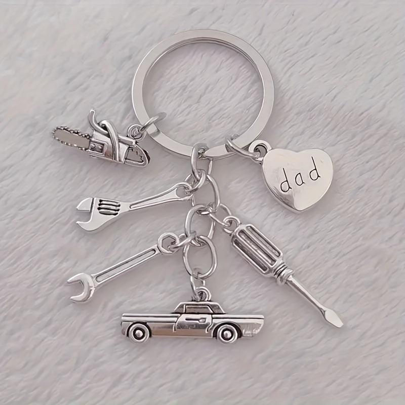 Father's Day Tool Keychain - Hammer, Wrench & Screwdriver Pendants for Dad