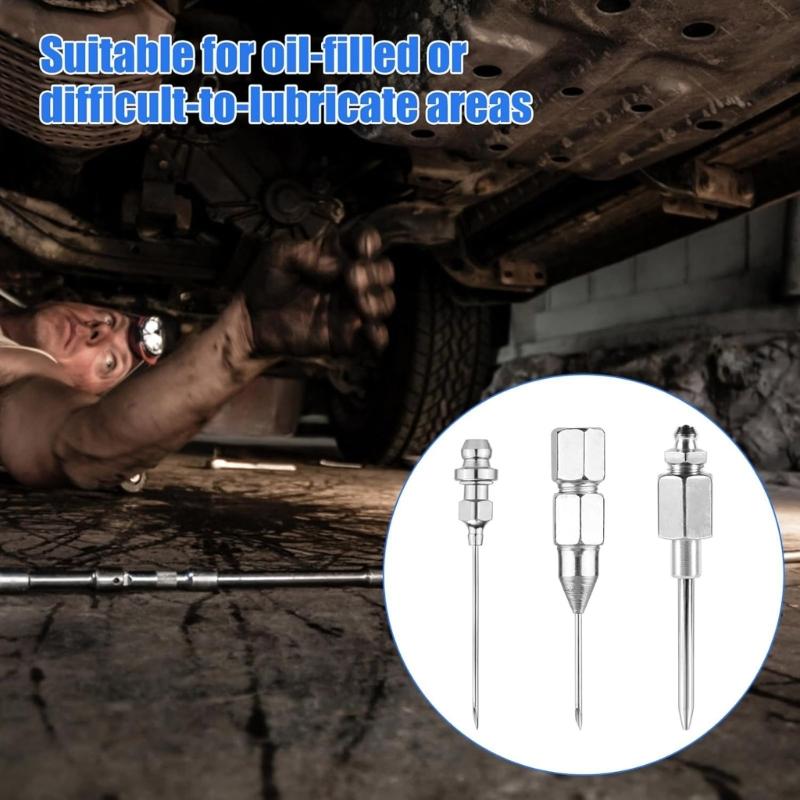 Grease Guns Needle Nozzle Couplers Adapter Lubrication Tool with Double Handle for Hard To Reach Fittings Repair Shops