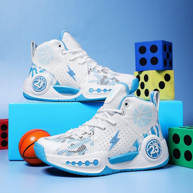 Boys Basketball Shoes Kids Teens Lightweight Breathable Training Sneakers With Rotating Buckle