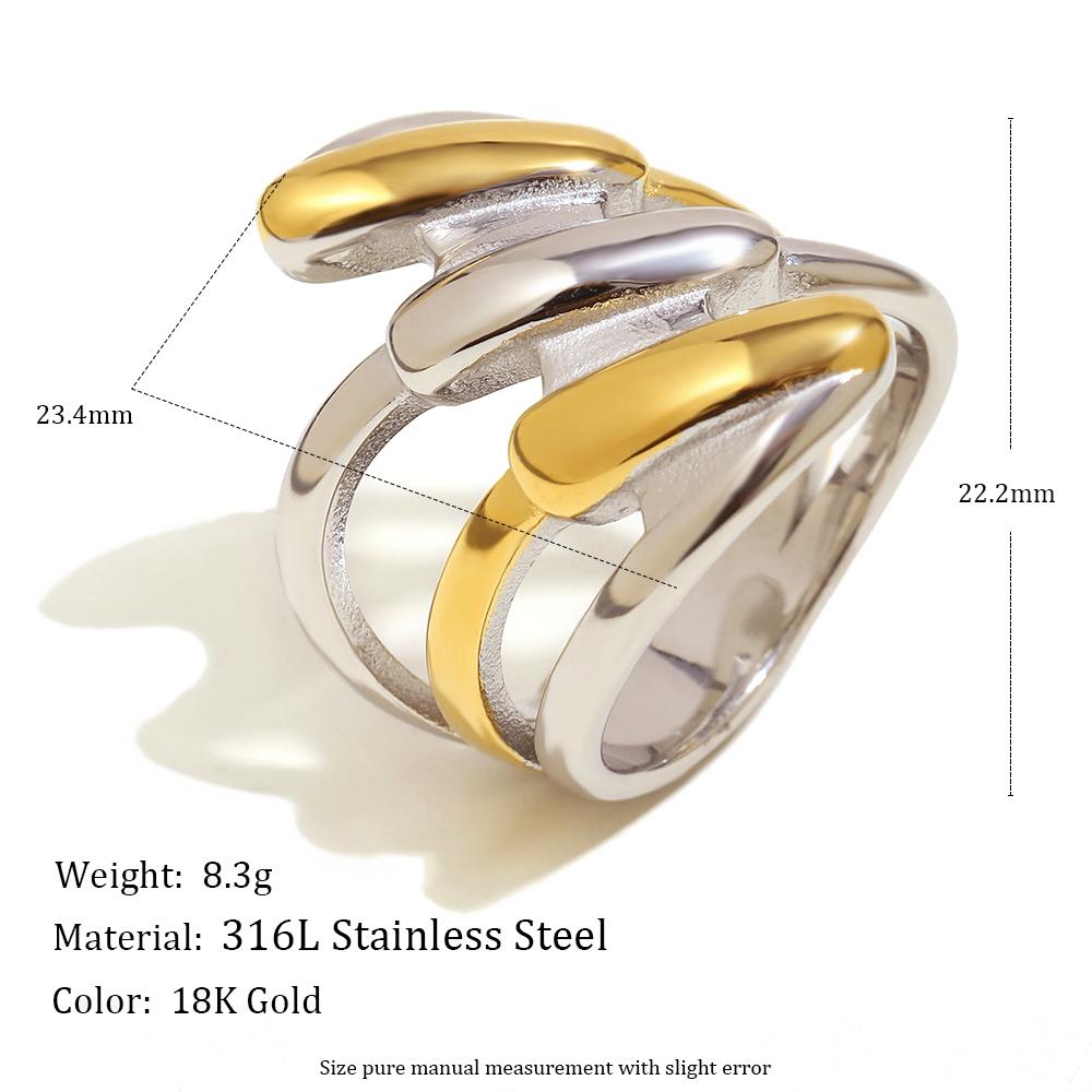 

MamacitaSlay 316L Stainless Steel Two Tone Ring Party Waterproof Jewelry Women s Unique 18K Gold Plated Ring High Quality Gift 7