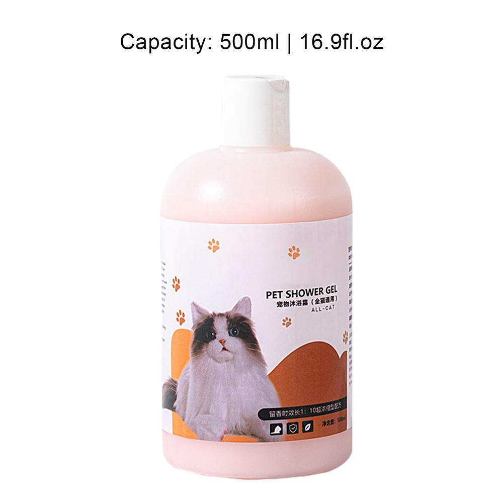 Hundeshampoo 500ml Katzenshampoo Feuchtigkeitsspender Sicheres Haustier-Duschgel Mildes Natürliches Haustiershampoo Badeflüssigkeit für Katzen Riechend