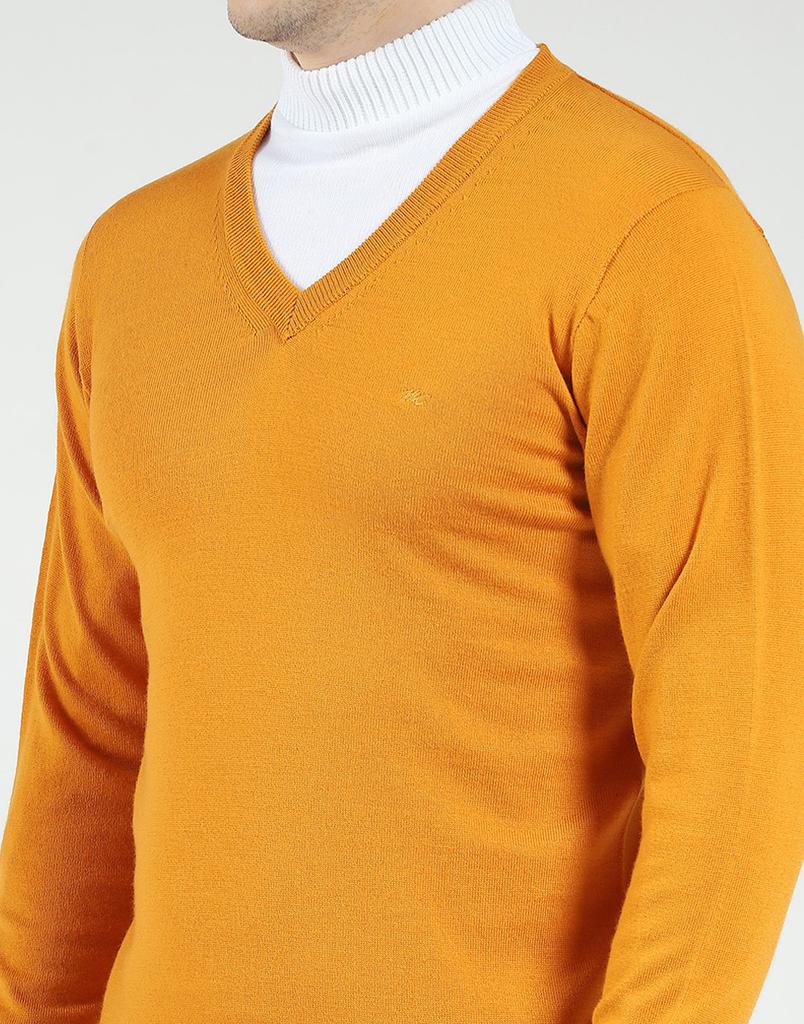 MONTE CARLO Men's Wool Full Sleeves Sweater | V-Neck | Regular Fit| Solid Pattern |Warm & Stylish Pullover Cardigan for Men