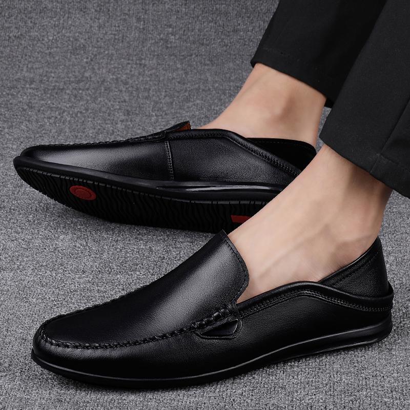 Mode Hohe Qualität Neue Oberste Schicht Rindsleder Bohnenschuhe Low Top Herrenschuhe Modische und Bequeme Atmungsaktive Bohnenschuhe Fahrschuhe