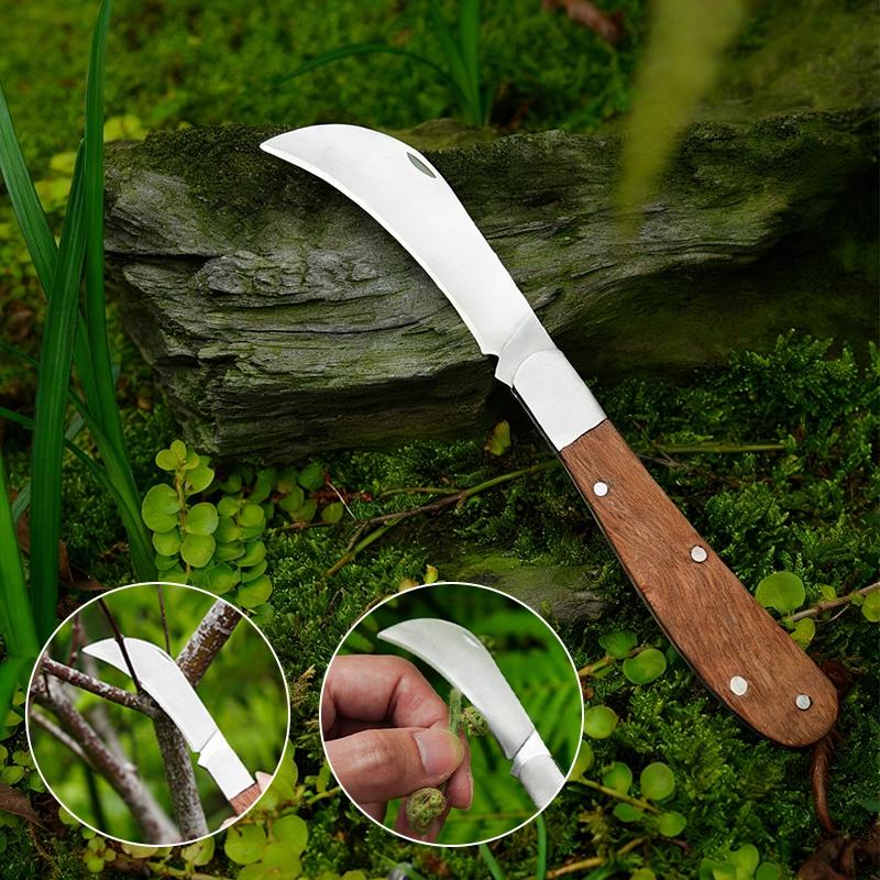 Grafting Foldable Knife Gardening Grafting Pruning Knife Fruit Tree Plant Branches Cutter Tools Portable Wooden Handle Knife