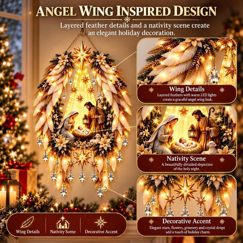 LED Angel Blessing Wall Light Starglow Cascading Glowing Star Light Christmas Holiday