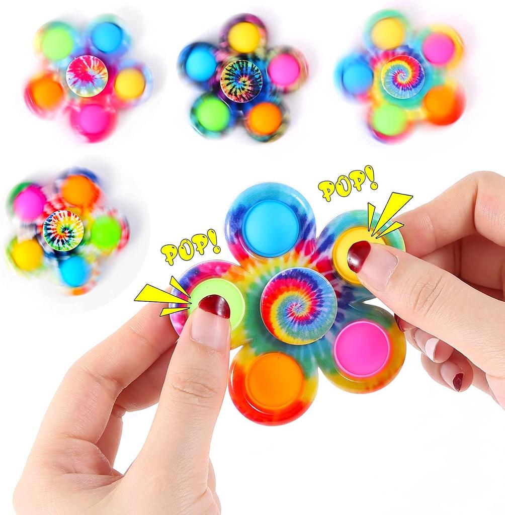 Non-Toxic Fidget Spinner Sensory Pops Finger Toys Tie Dye Simple Push Bubble Hand Spinner For Adhd Autism Anxiety Stress Relief Gifs