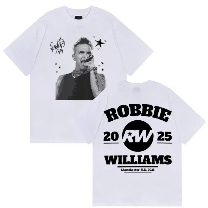 Robbie Williams Rw Album 2025 Stampa T-shirt Unisex Donna Hip Hop Larga Girocollo Abbigliamento T-shirt Casual Cotone Manica Corta T-shirt