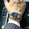 OLEVS Watch for Men Moon Phase Timer Quartz Stainless Steel Band Simple Fashion Waterproof Luminous Date Watch for men Blue