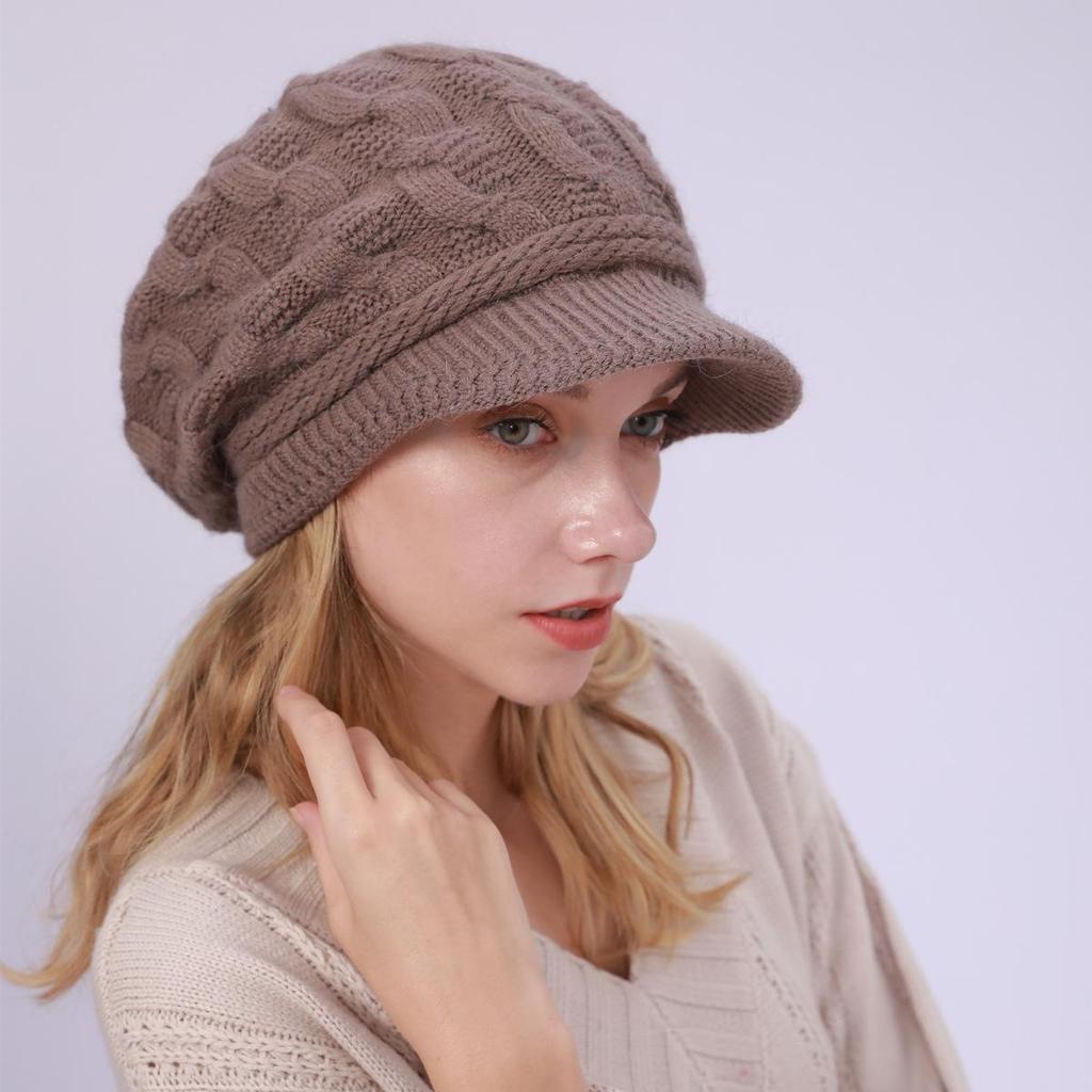 Fried Dough Twists Knit Hat Plush Thickened Warm Wool Hat Suitable for outdoor wind protection in autumn and winter