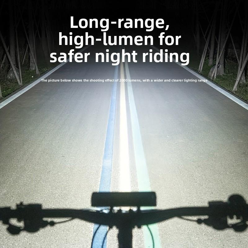 15 Modes USB Rechargeable Bike Light, 2000 Lumens Aluminum Alloy High Bright Bicycle Headlamp