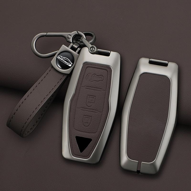 Zinc Alloy Leather Car Key Key Case For Mitsubishi Outlander Key Fob Car Key Case Key Chain