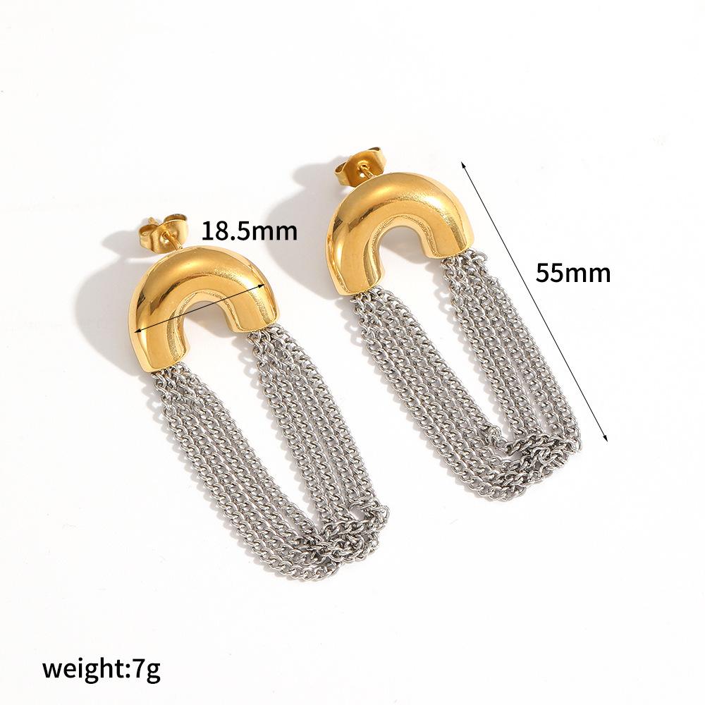 Trendy Gold & Silver Chain Stainless Steel Earrings for Women Elegant Tassel Dangle Earrings Fashionable Statement Jewelry Gift