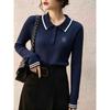 La Chapelle Women's French Cable Knit Polo Sweater